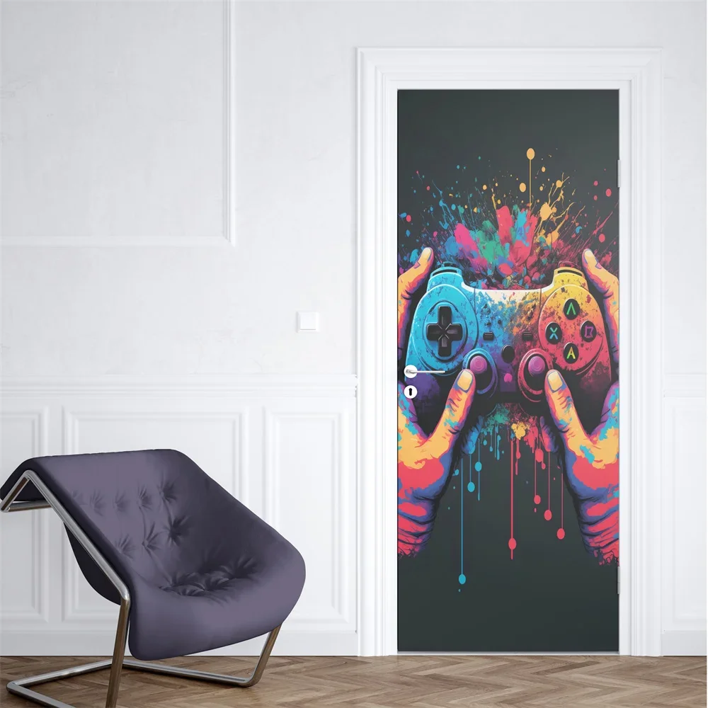 Neon Punk Game Door Sticker Sp - Gaming Console Wallpaper reseña y precio